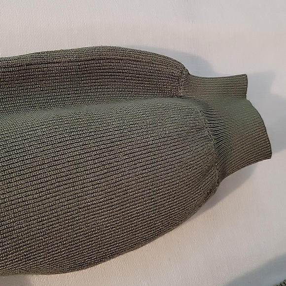 Women's Off Shoulder Sweater Dress Ribbed Tie Waist Short Bodycon Dress Green - Picture 5 of 9